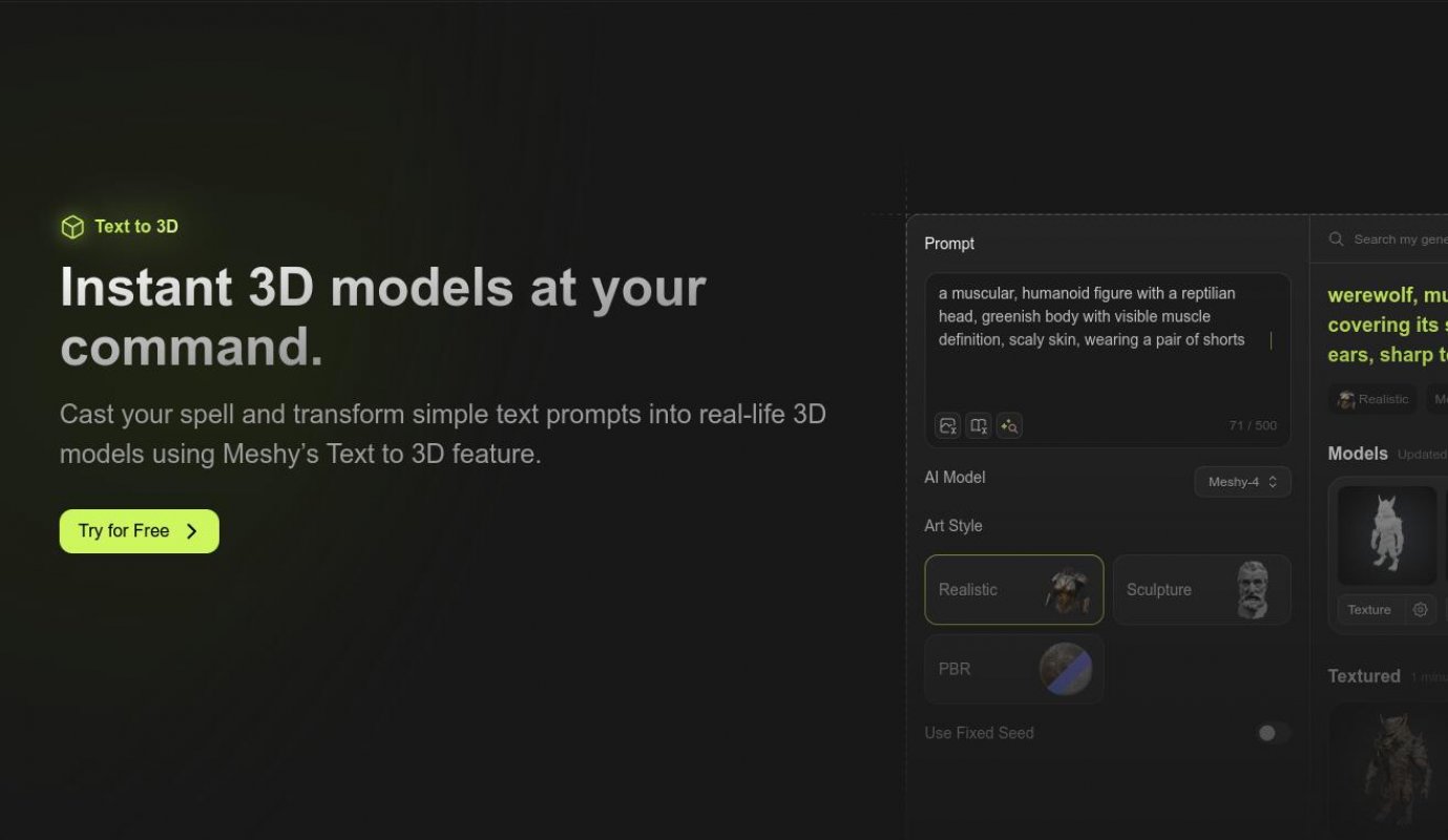 Meshy AI screenshot 2